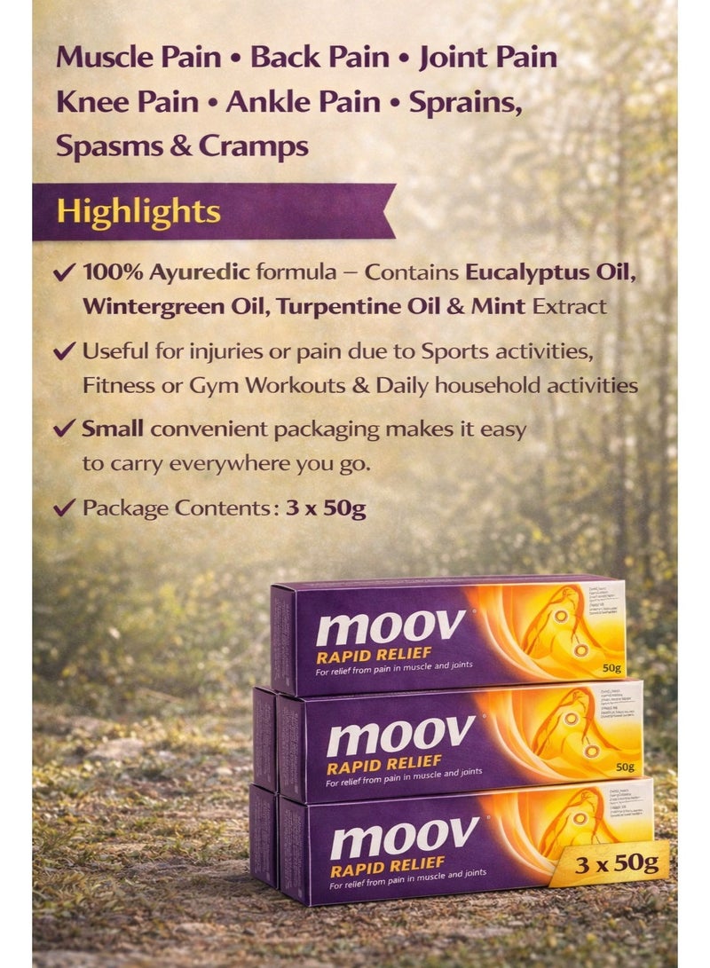 موف كريم مسكن الآلام السريع 50 جم – عبوة 3 قطع | تركيبة أيورفيدية 100% لآلام الظهر والعضلات والمفاصل والالتهابات - Image 5